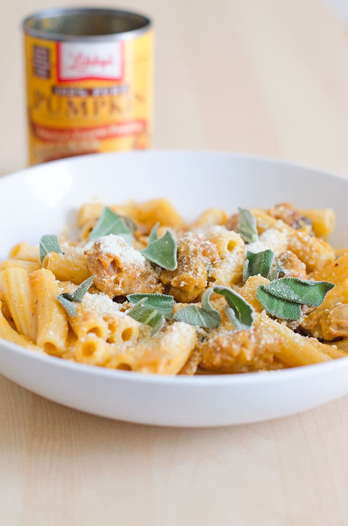 Rigatoni with Spicy Pumpkin and Sausage Sauce Recipe