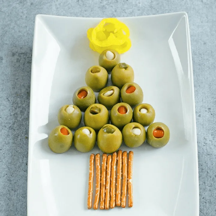 Olive Christmas Tree Appetizer Plate