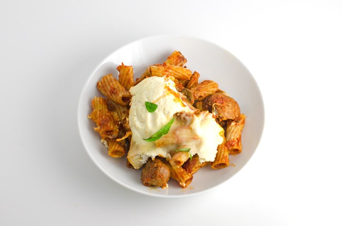 Cheesy Rigatoni With Sausage and Mushrooms Recipe