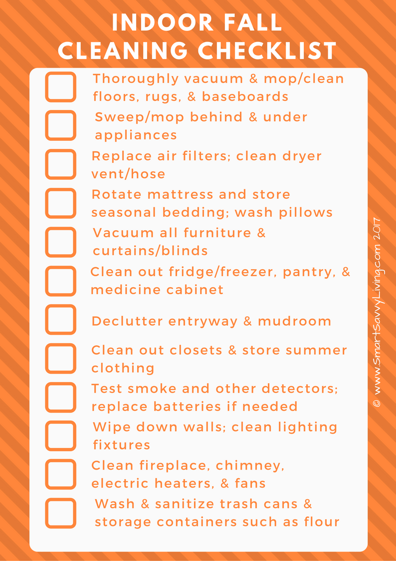 Free Printable Indoor Fall Cleaning Checklist