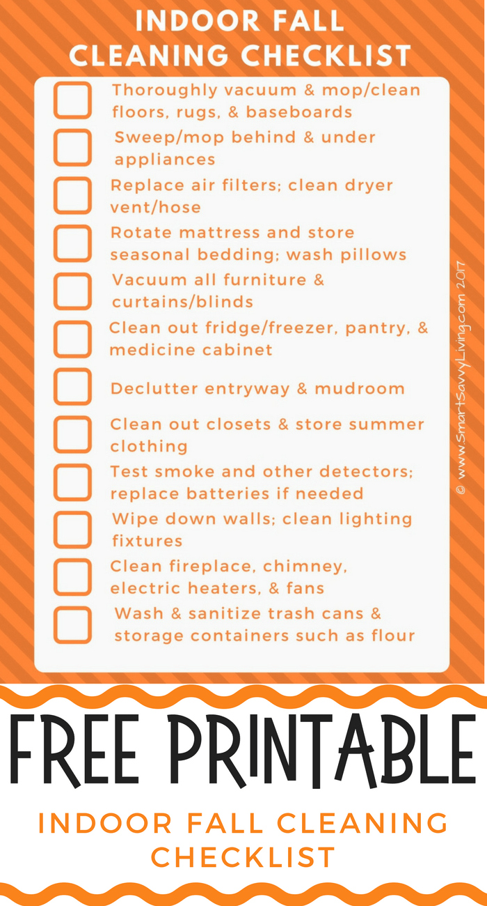 Free Printable Indoor Fall Cleaning Checklist