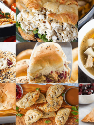 a collage of recipe images using leftover turkey