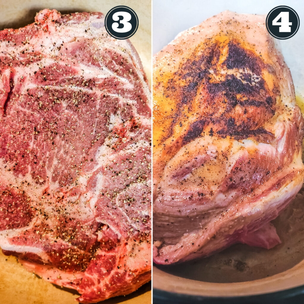 second set of directions - searing pork on both sides