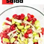 Pinterest image for marinated cucumber tomato onion salad.